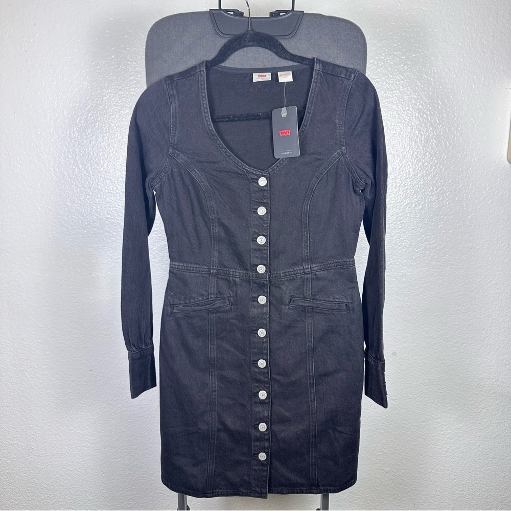 Levi's Black Long‎ Sleeve Denim Dress